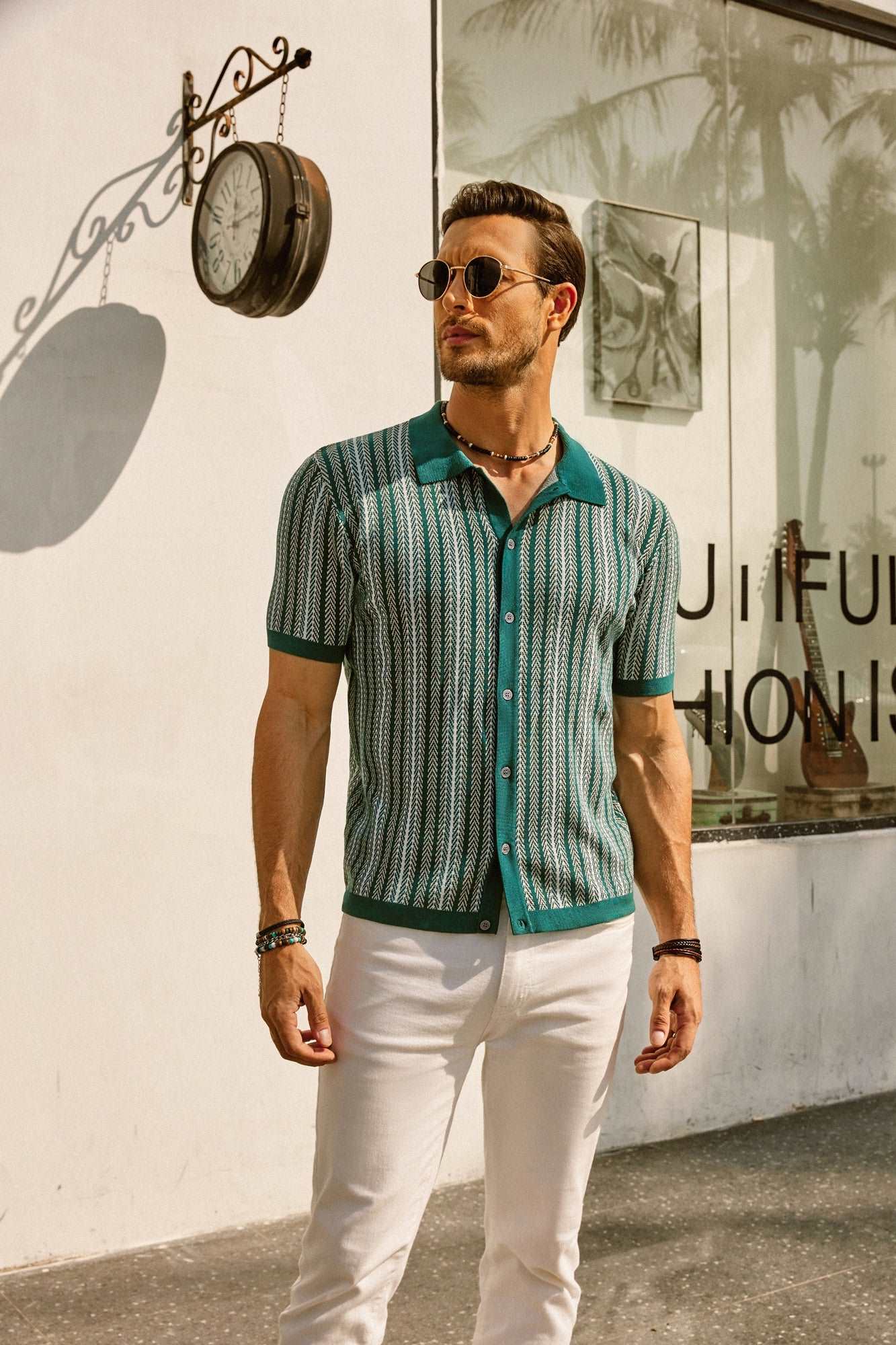 Vintage Striped Polo with Buttons