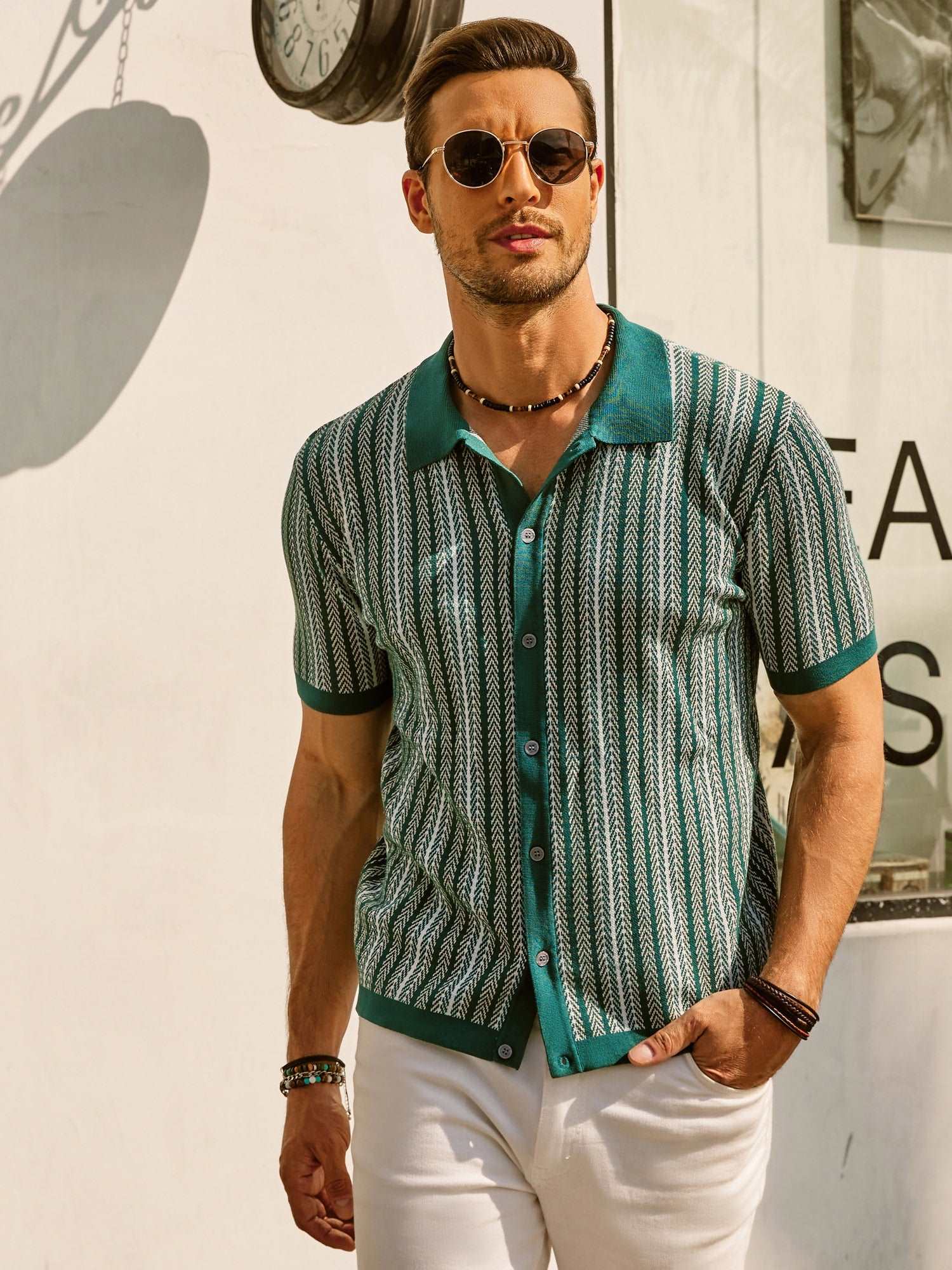 Vintage Striped Polo with Buttons