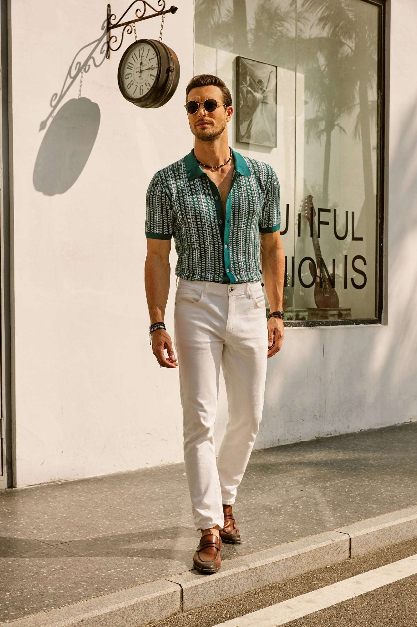 Vintage Striped Polo with Buttons