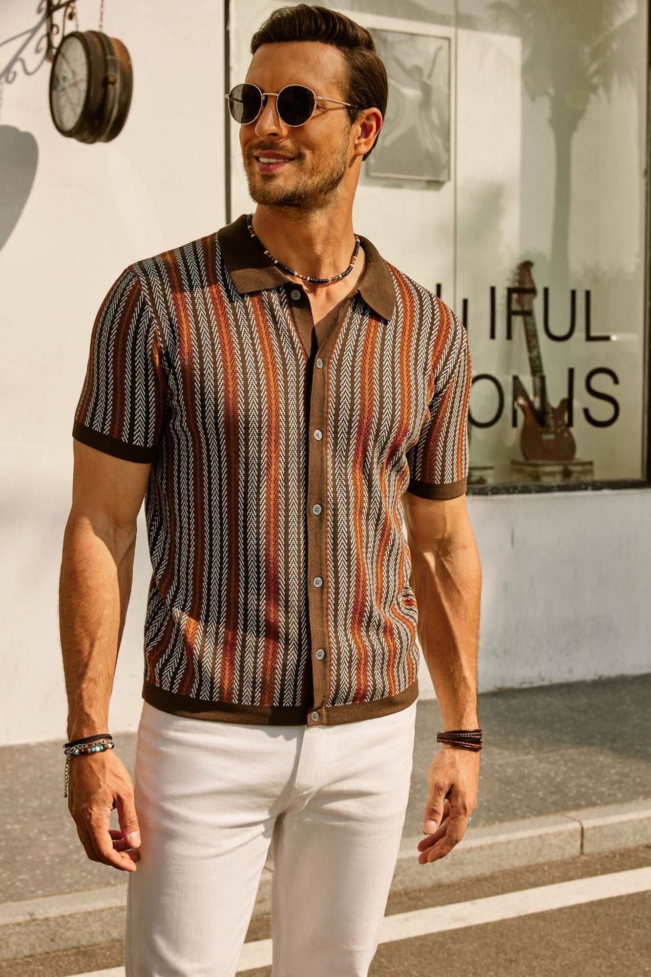 Vintage Striped Polo with Buttons