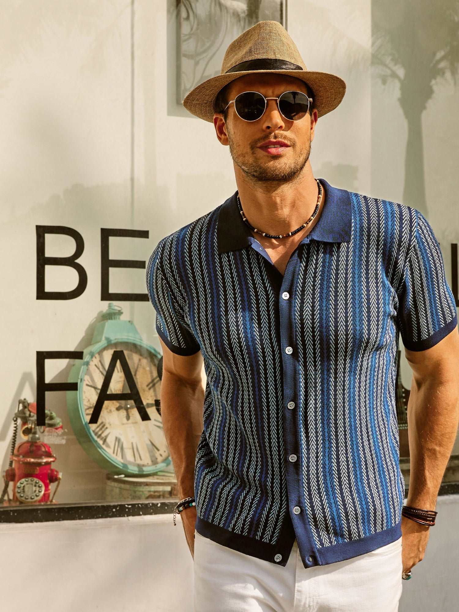 Vintage Striped Polo with Buttons