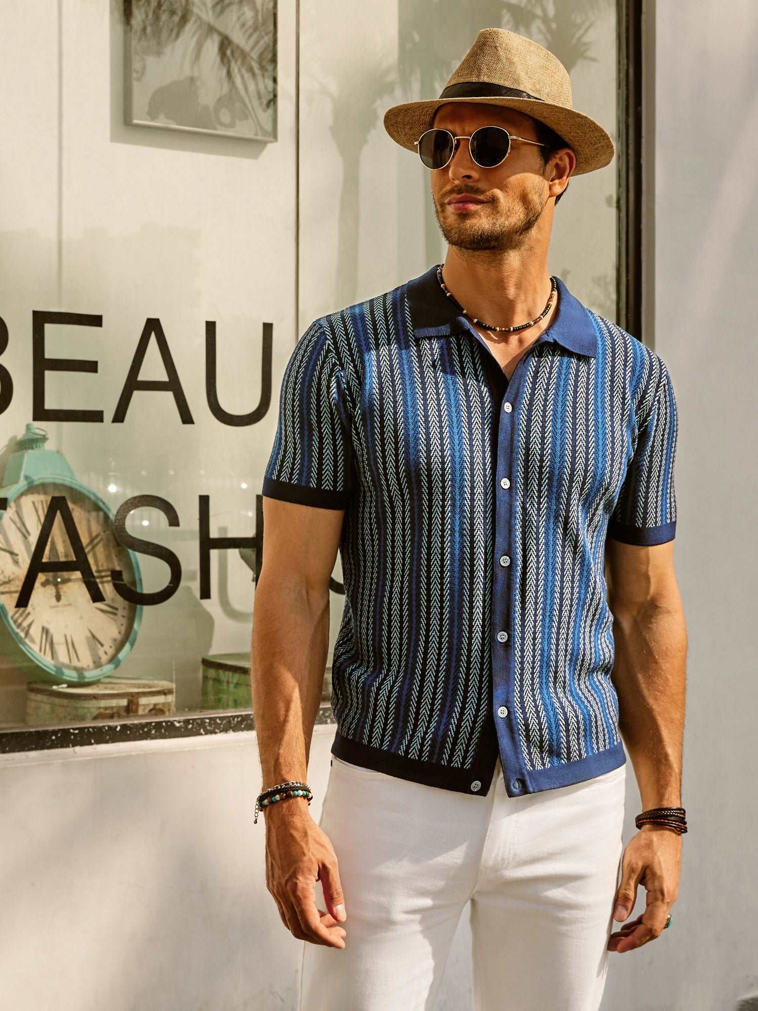 Vintage Striped Polo with Buttons