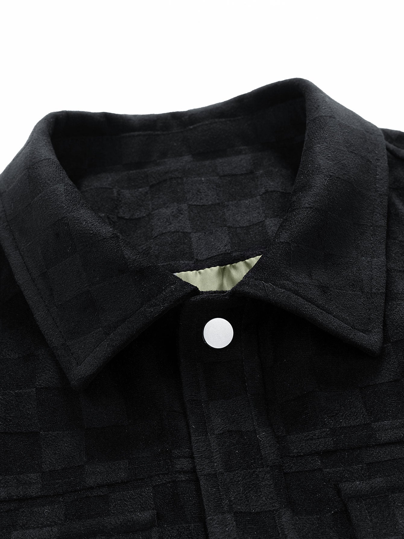 Harrison | checkerboard print faux suede pocket jacket