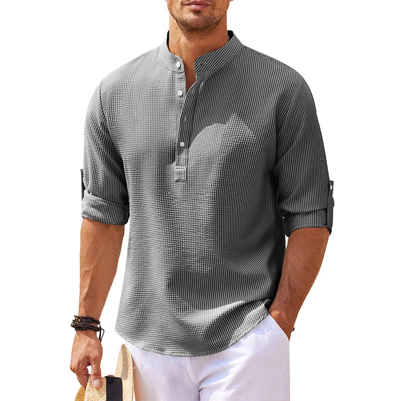 Long Sleeve Linen Henley Shirt