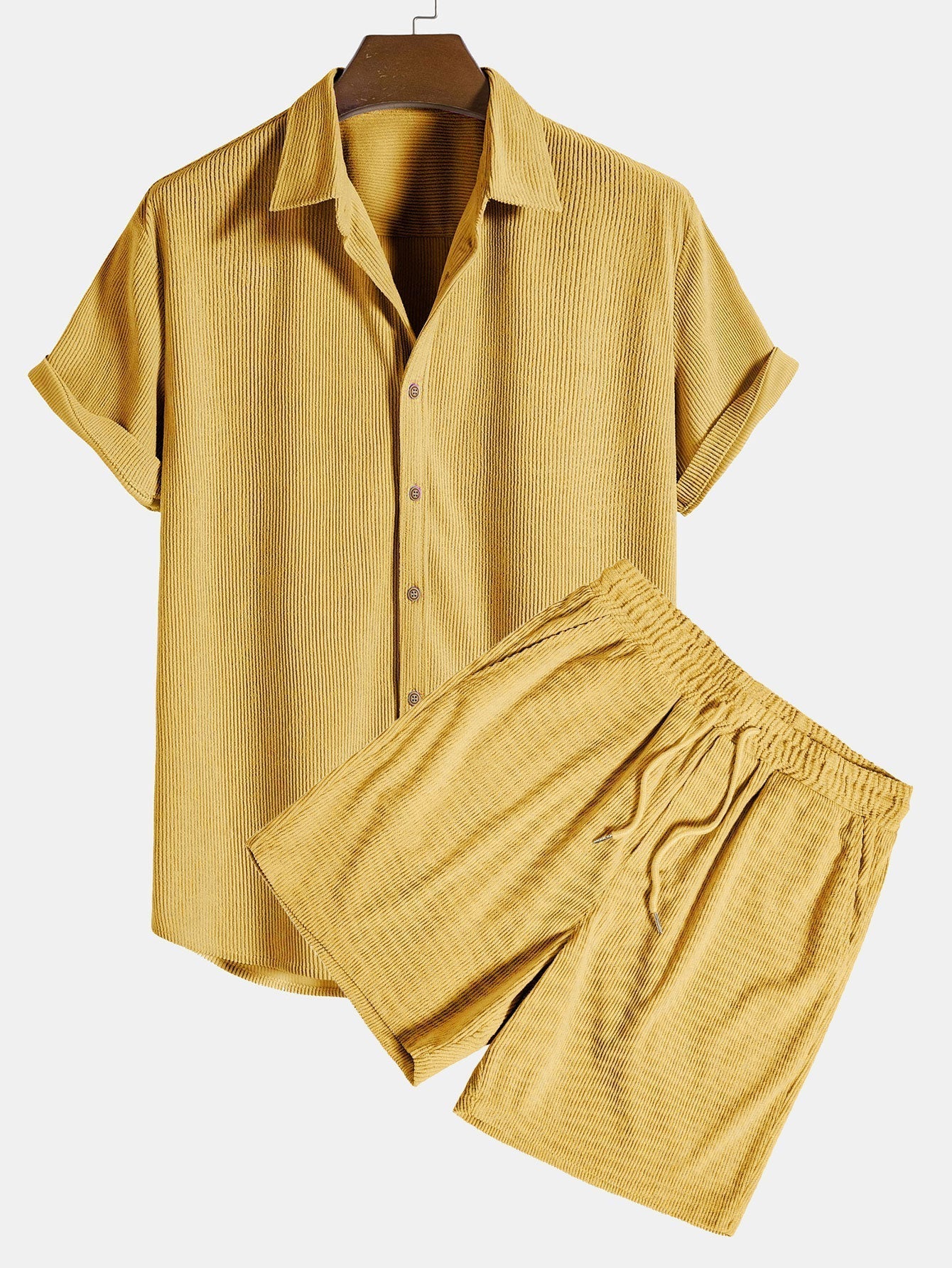 Casual Corduroy Shirt with Short Sleeves