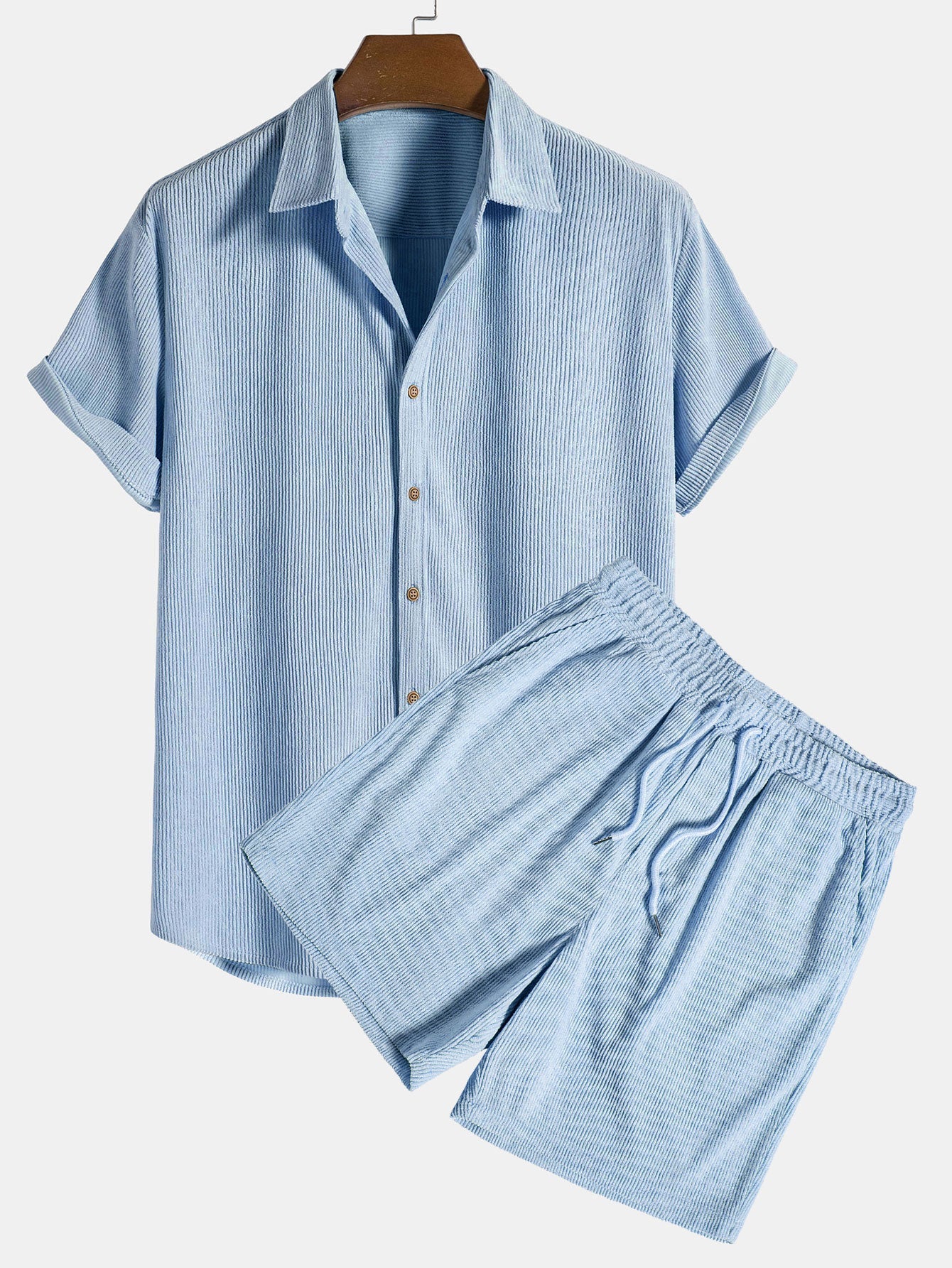 Casual Corduroy Shirt with Short Sleeves