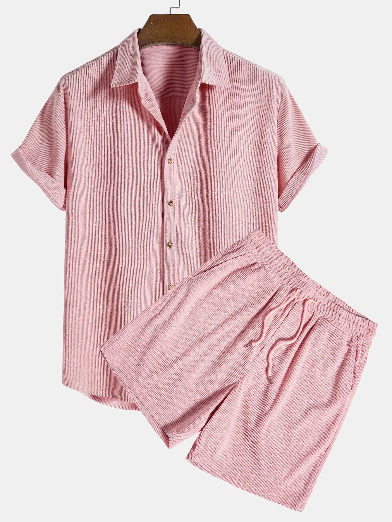 Casual Corduroy Shirt with Short Sleeves