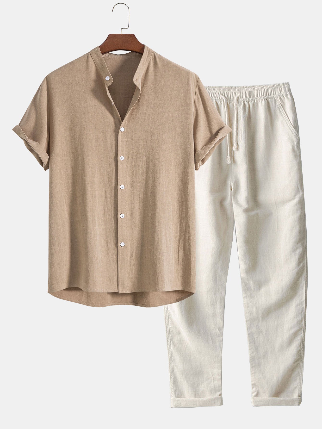 Button-Up Shirt - 100% Linen - Relaxed Fit - Short Sleeves - Breathable Casual Wear