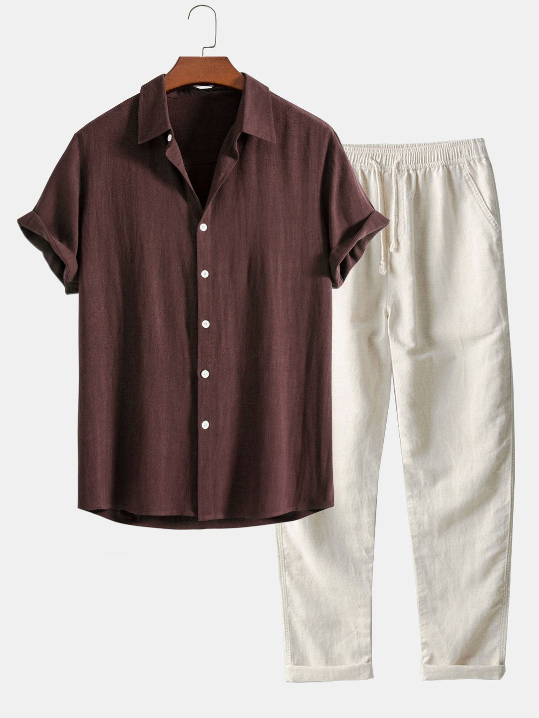 Button-Up Shirt - 100% Linen - Relaxed Fit - Short Sleeves - Breathable Casual Wear