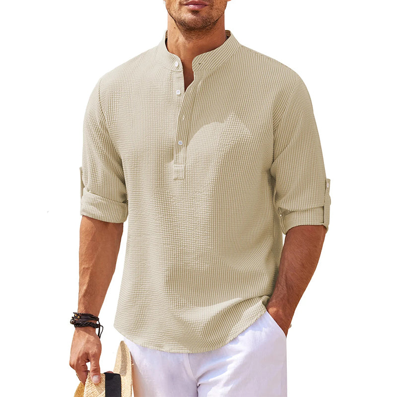 Long Sleeve Linen Henley Shirt