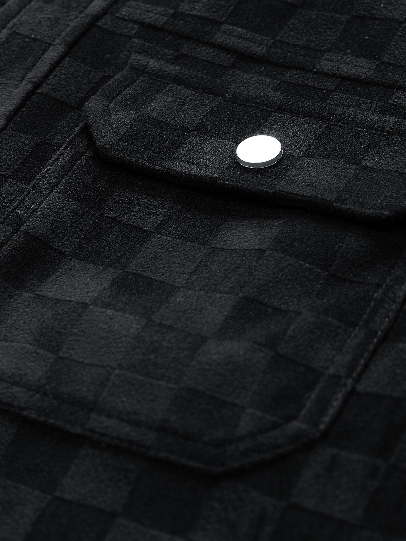 Harrison | checkerboard print faux suede pocket jacket
