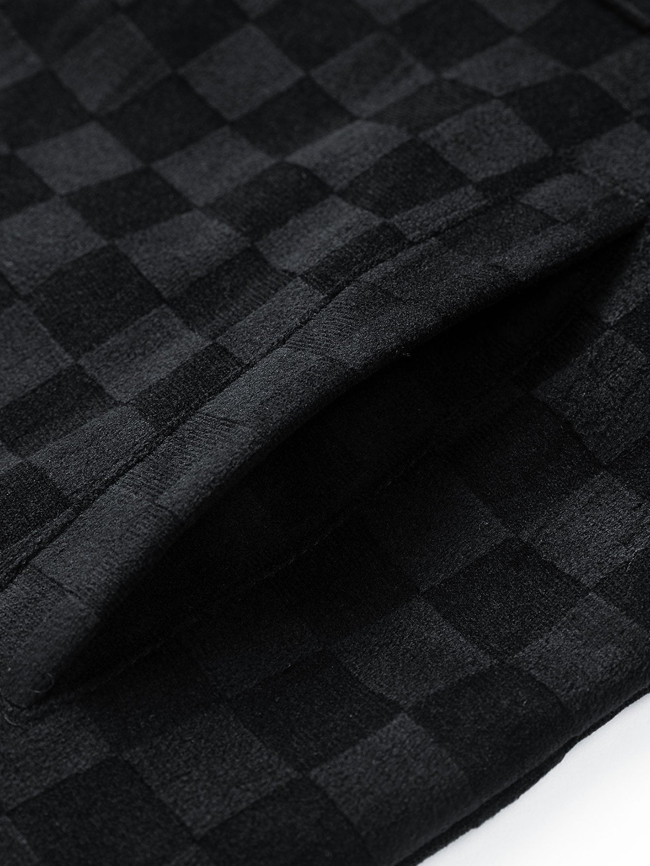 Harrison | checkerboard print faux suede pocket jacket