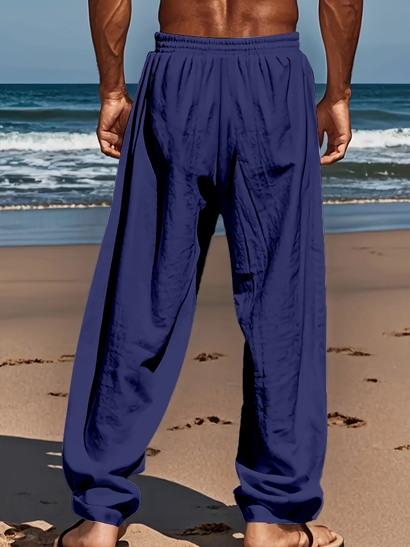 Loose Fit Men's Casual Trousers with Drawstring Waist, Lightweight and Breathable