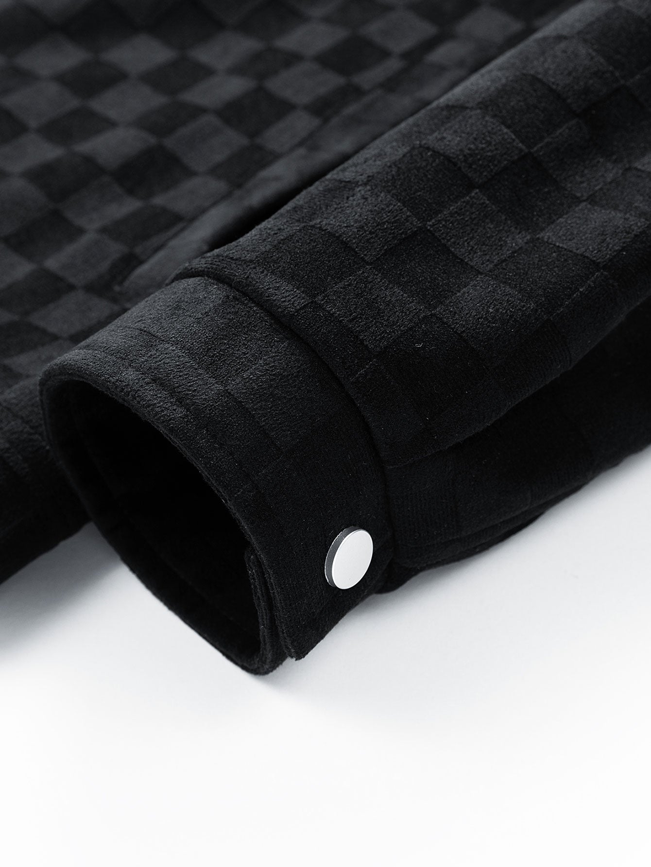 Harrison | checkerboard print faux suede pocket jacket