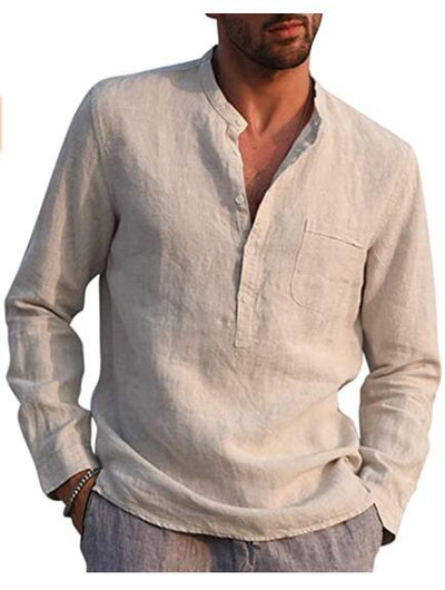 V-Neck Shirt with Long Cotton Sleeves