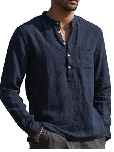 V-Neck Shirt with Long Cotton Sleeves