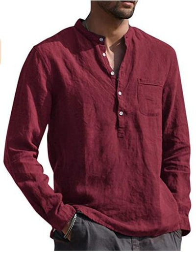 V-Neck Shirt with Long Cotton Sleeves