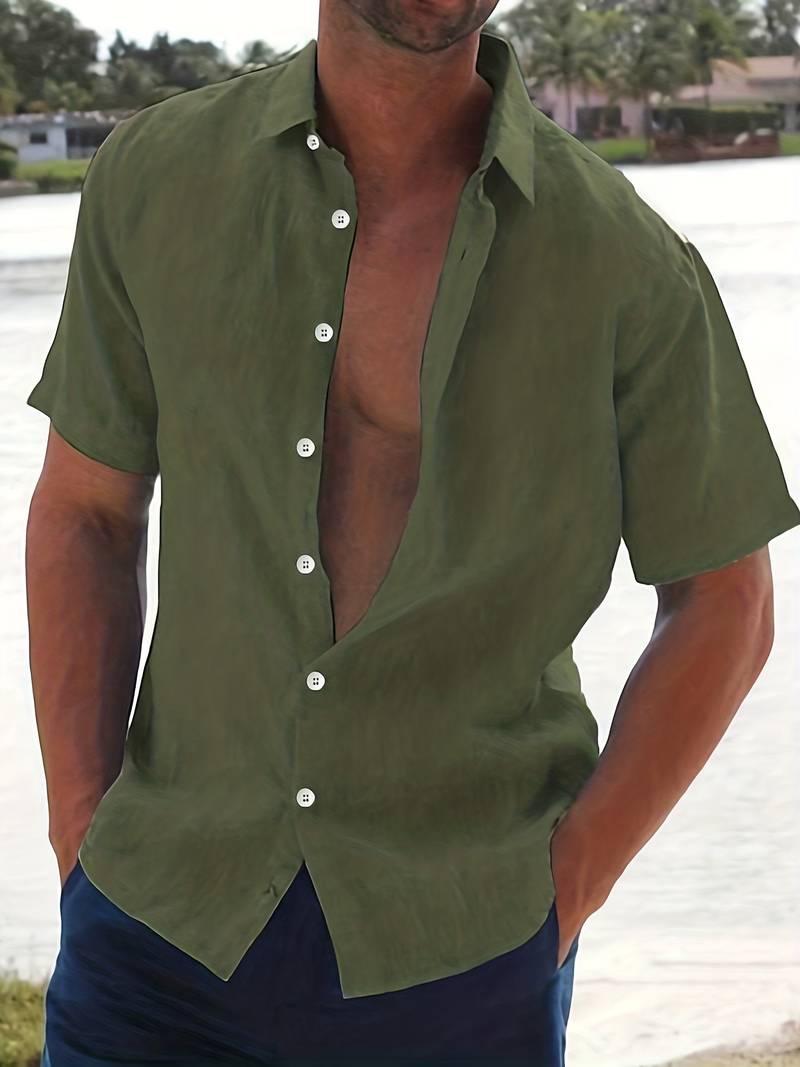 Casual Cotton Shirt with Short Sleeves