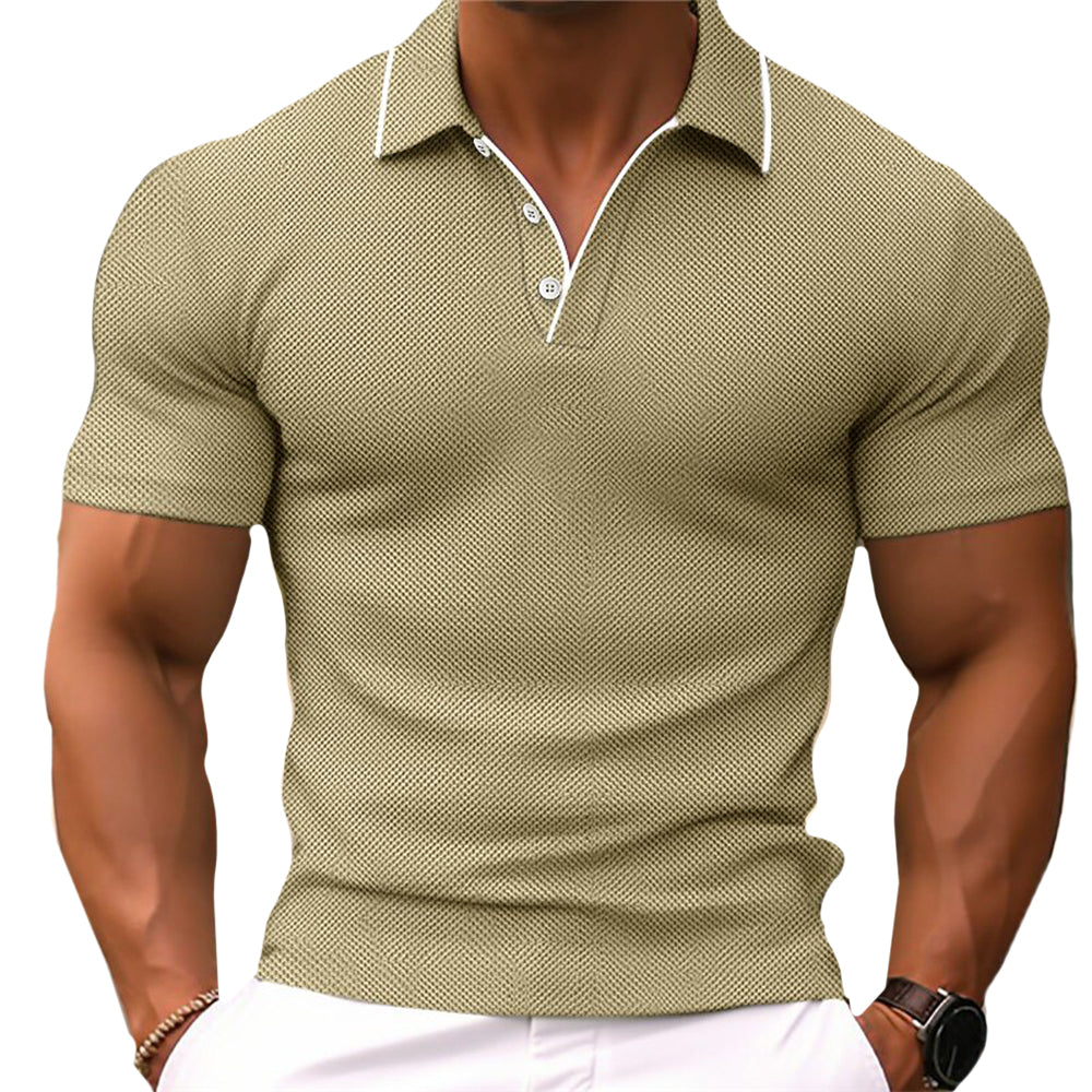 Men's Slim Fit Polo Shirt with Button Placket