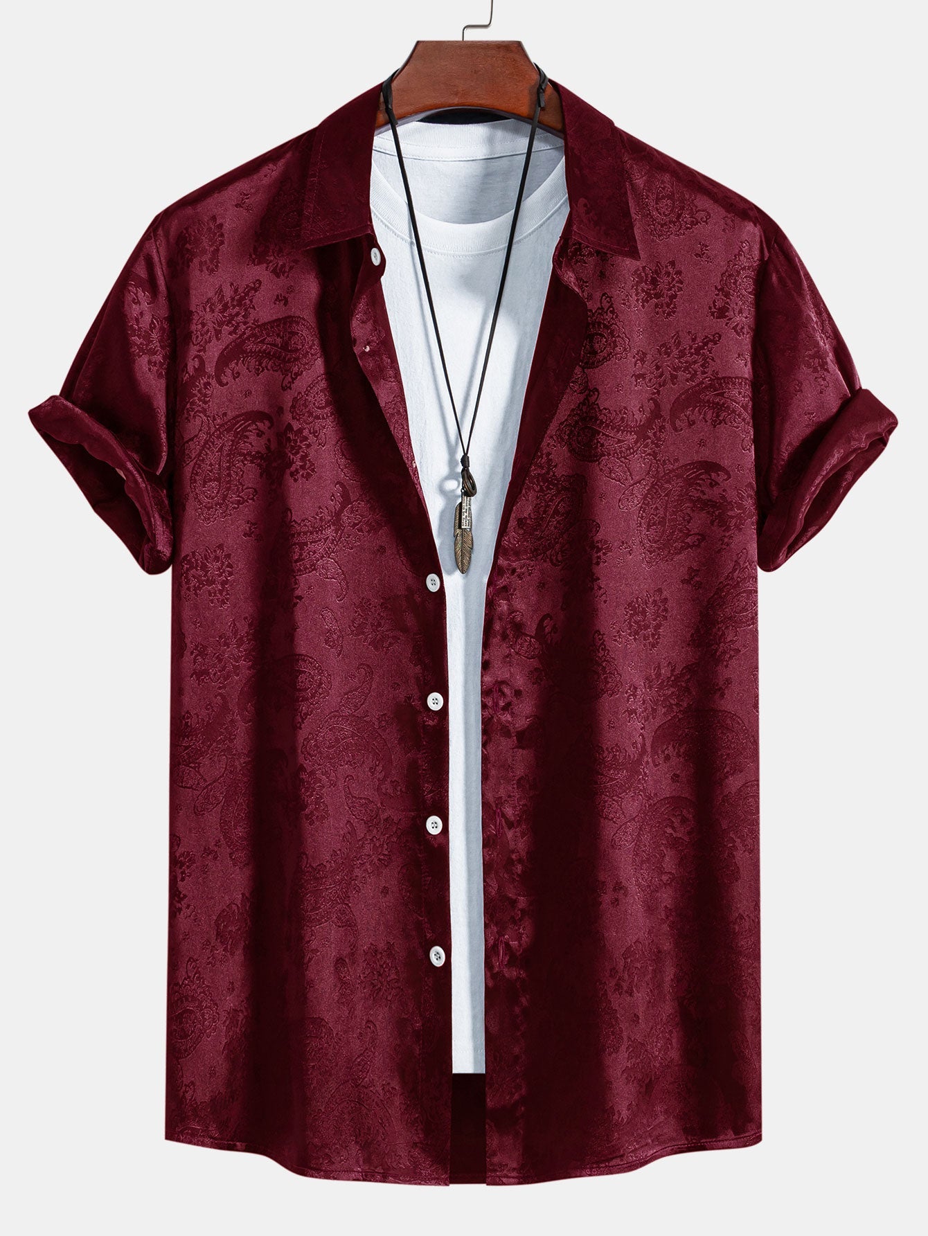 Men's Paisley Print Satin Shirt