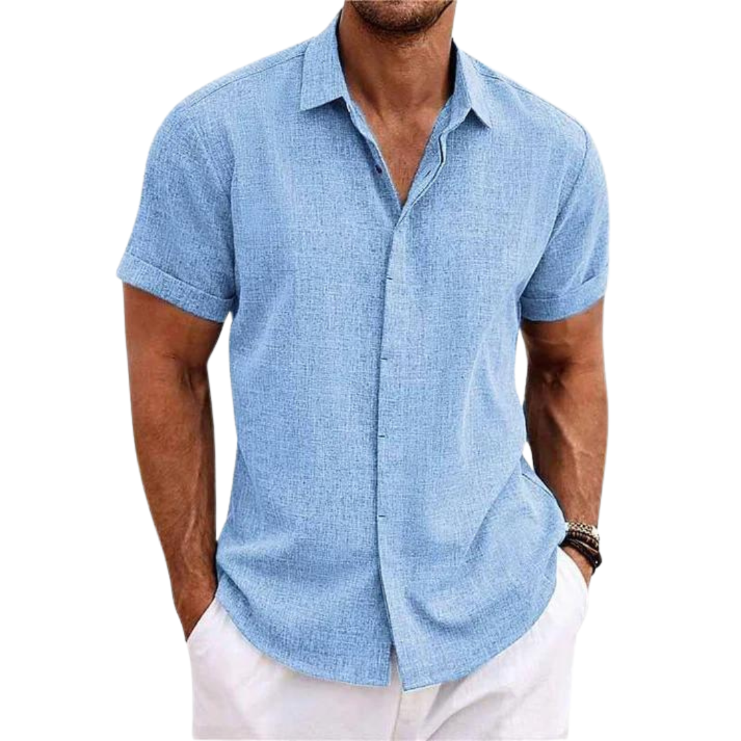Men's Linen Casual Shirt with Short Sleeves