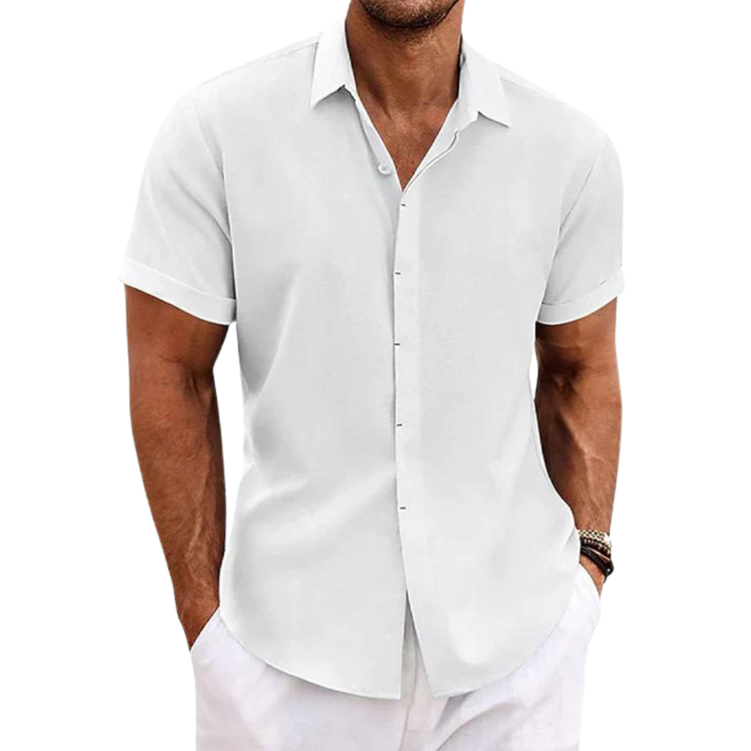 Men's Linen Casual Shirt with Short Sleeves