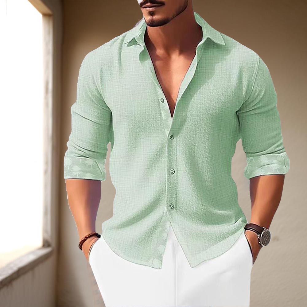 Casual Shirt Featuring Classic Collar and Cuffs