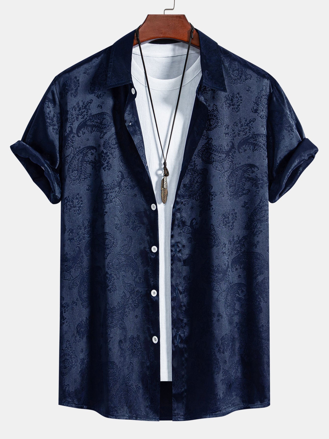 Men's Paisley Print Satin Shirt