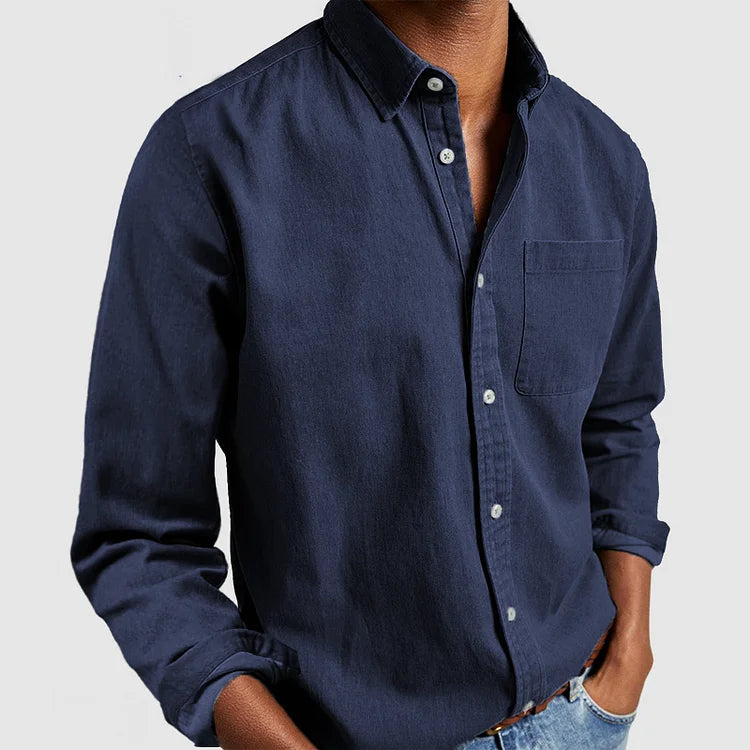 Relaxed Fit Denim Shirt in Cotton Blend