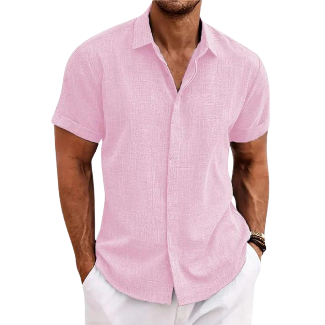 Men's Linen Casual Shirt with Short Sleeves