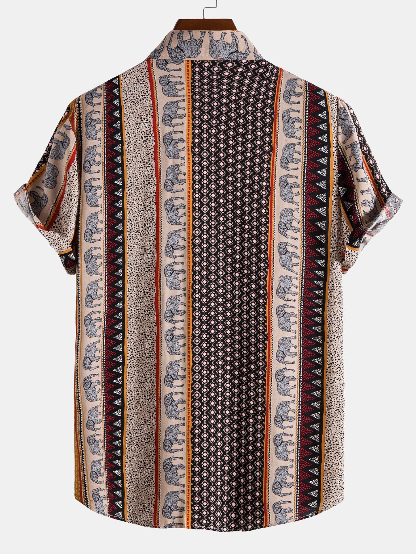 Men's Geometric Print Shirt with Elephant Design