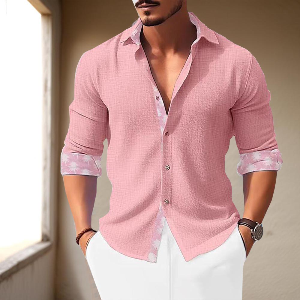 Casual Shirt Featuring Classic Collar and Cuffs