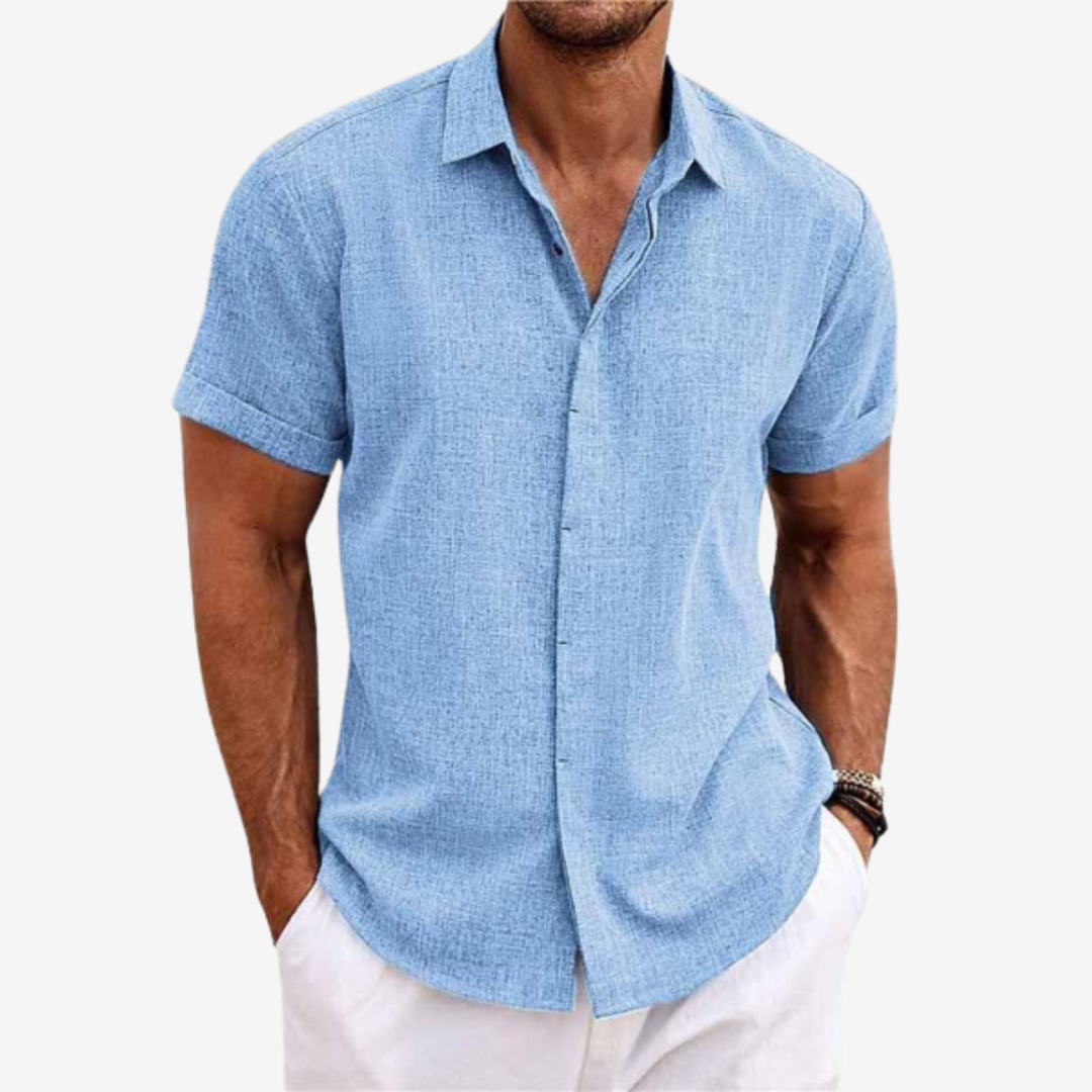 Linen Shirt with Short Sleeves for Men