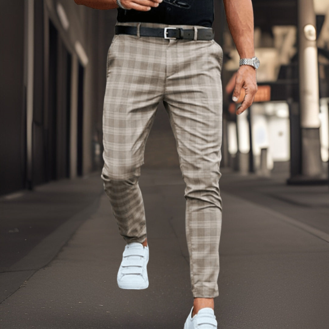 Men's Comfortable Plaid Chino Pants