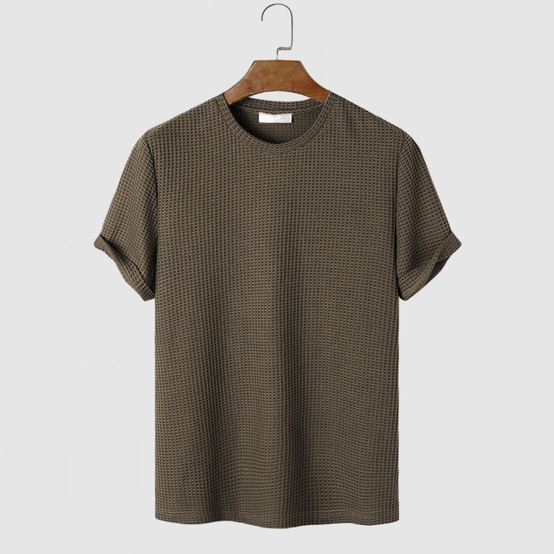 Men's Short Sleeve Waffle Cotton T-Shirt