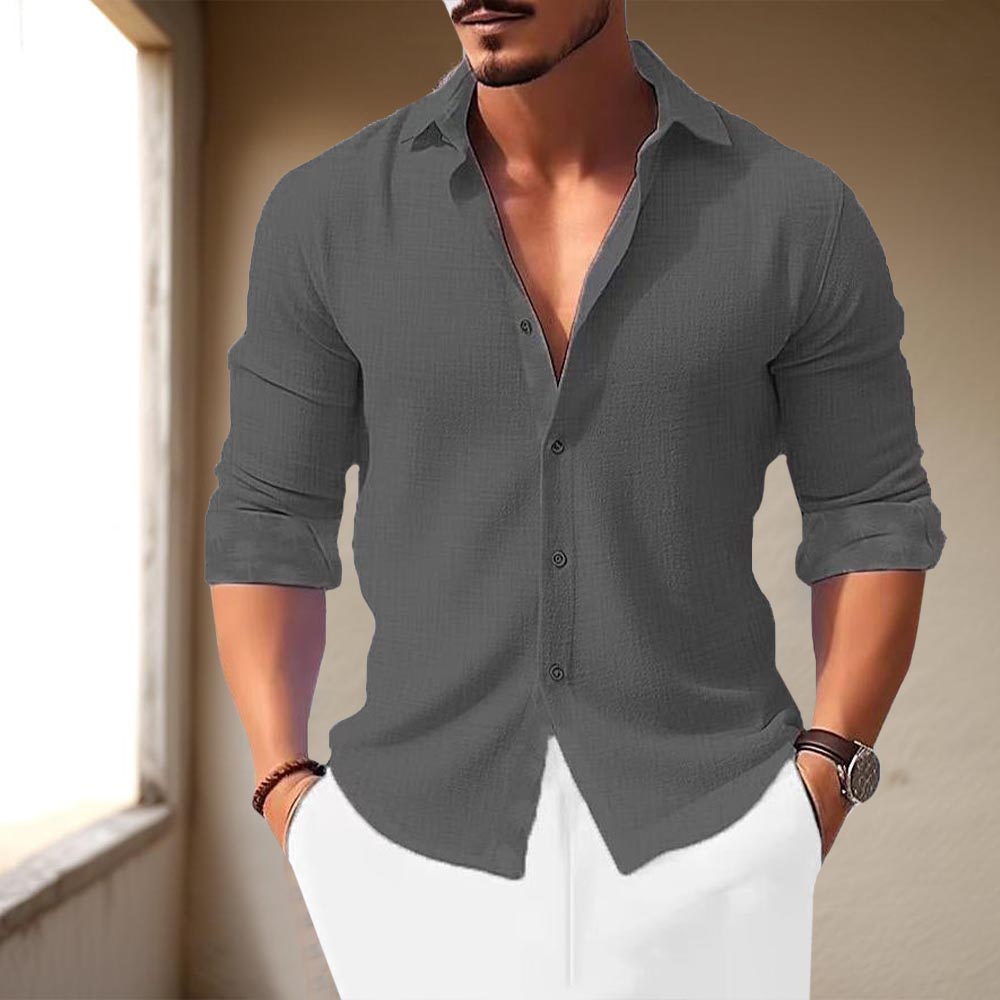 Casual Shirt Featuring Classic Collar and Cuffs