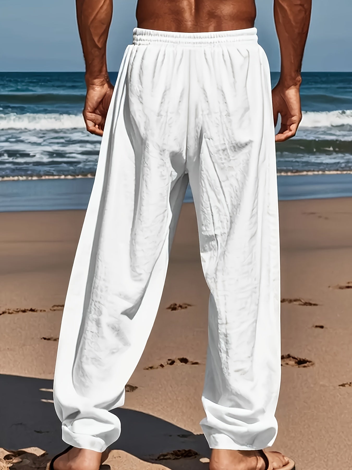 Loose Fit Men's Casual Trousers with Drawstring Waist, Lightweight and Breathable