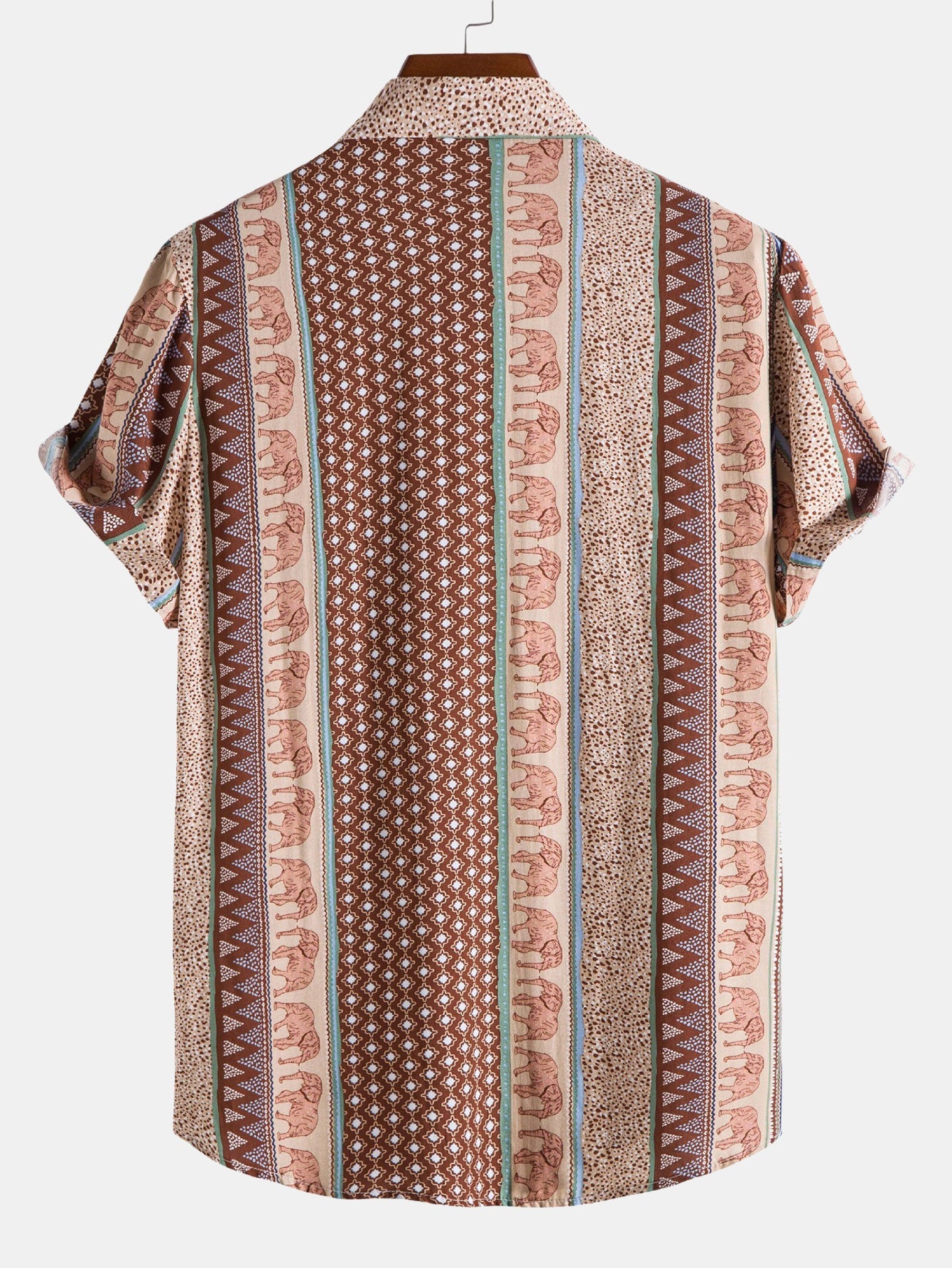 Men's Geometric Print Shirt with Elephant Design