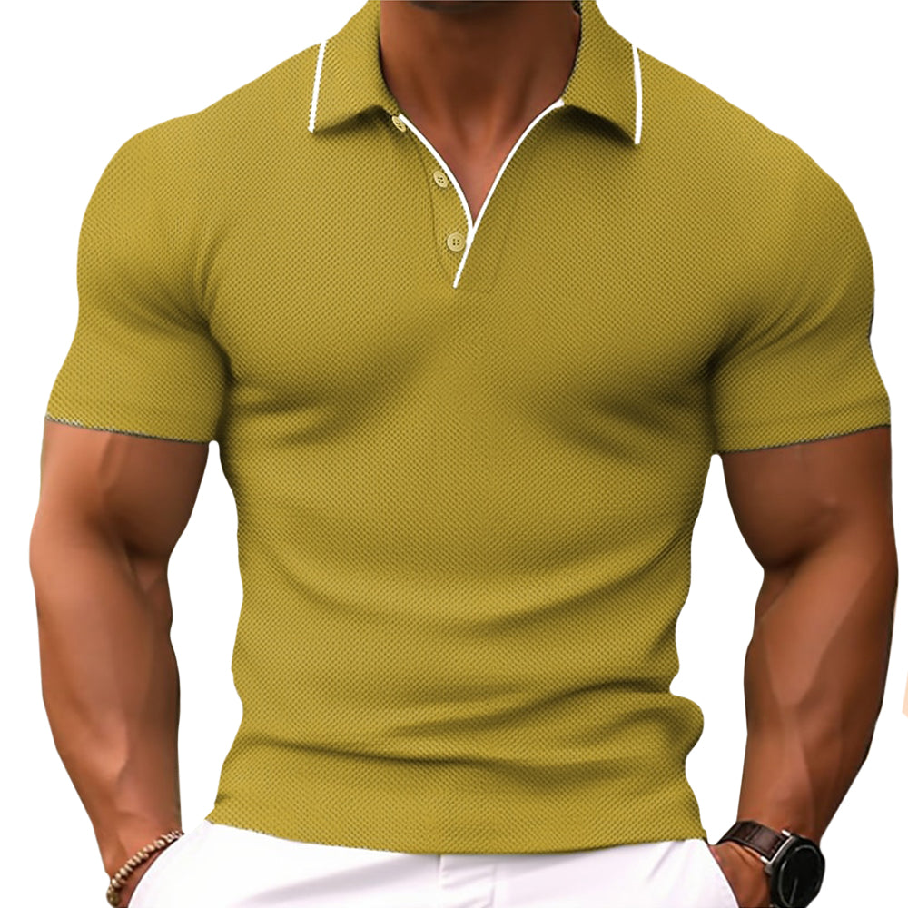 Men's Slim Fit Polo Shirt with Button Placket