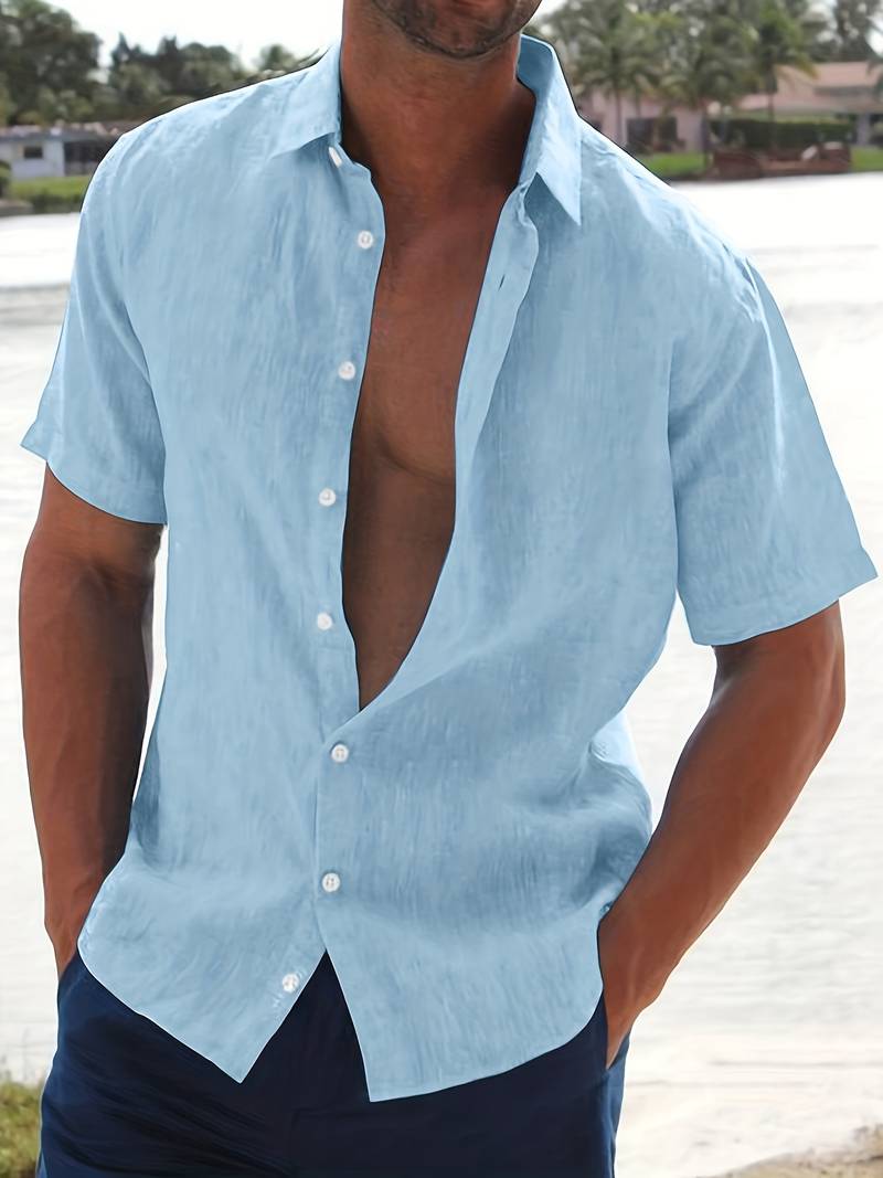 Casual Cotton Shirt with Short Sleeves