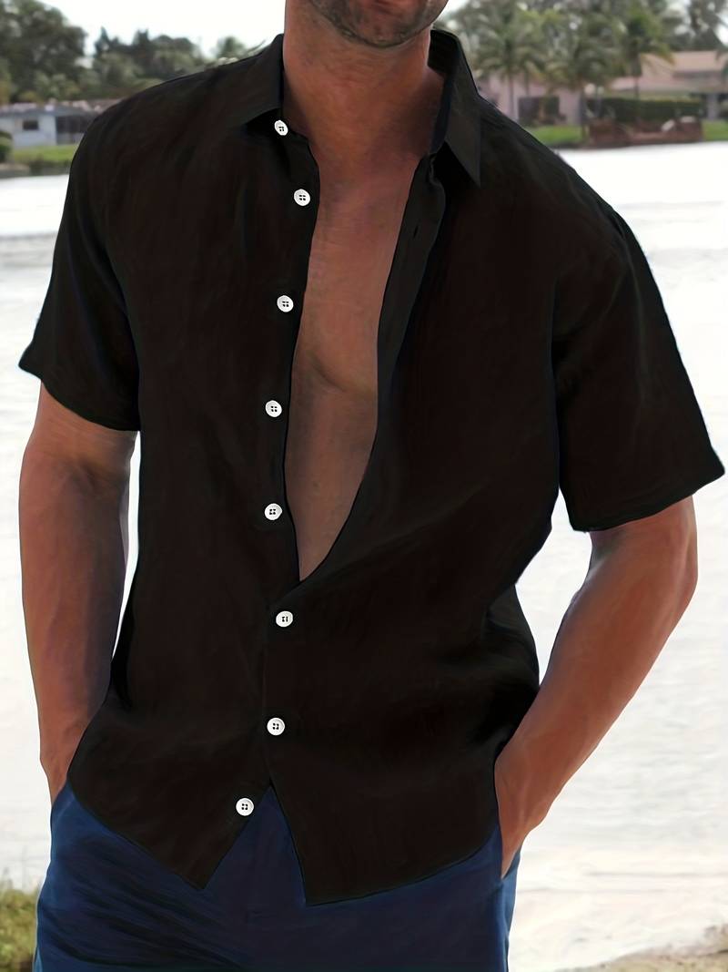 Casual Cotton Shirt with Short Sleeves