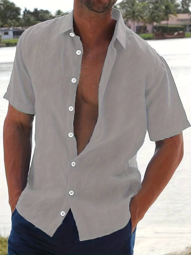 Casual Cotton Shirt with Short Sleeves