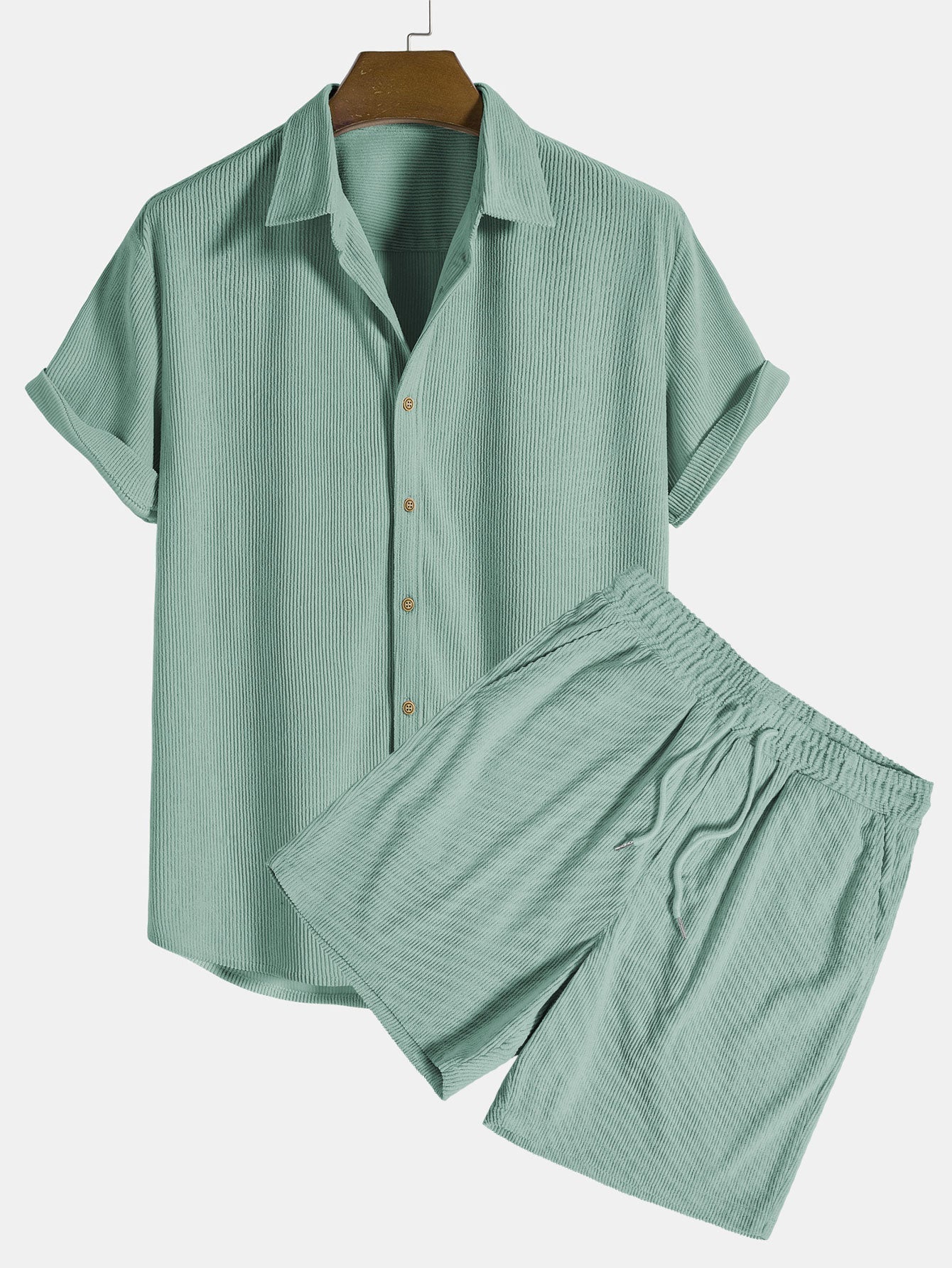 Casual Corduroy Shirt with Short Sleeves