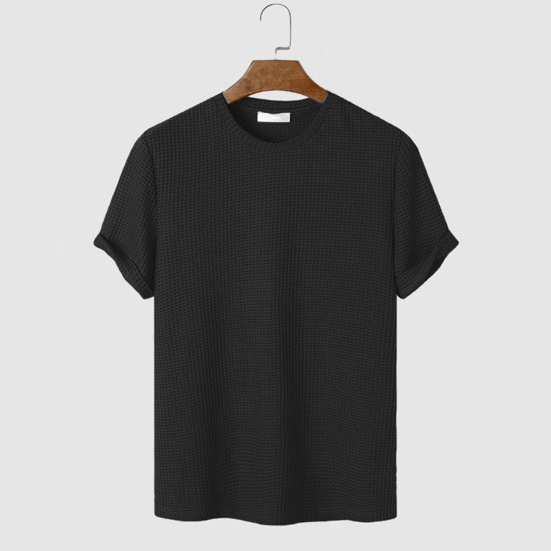 Men's Short Sleeve Waffle Cotton T-Shirt
