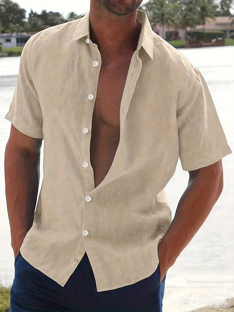Casual Cotton Shirt with Short Sleeves