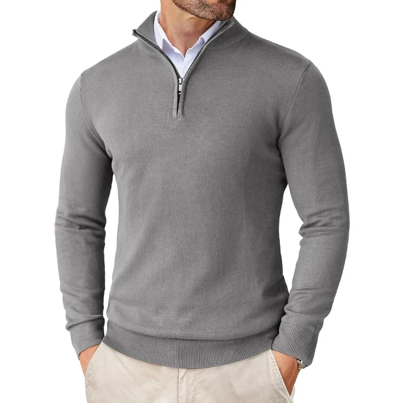 Men's Sweater with Zippered Collar | Soft Cotton Blend