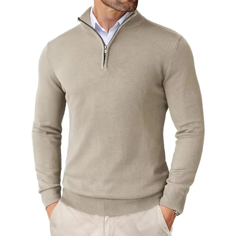 Men's Sweater with Zippered Collar | Soft Cotton Blend
