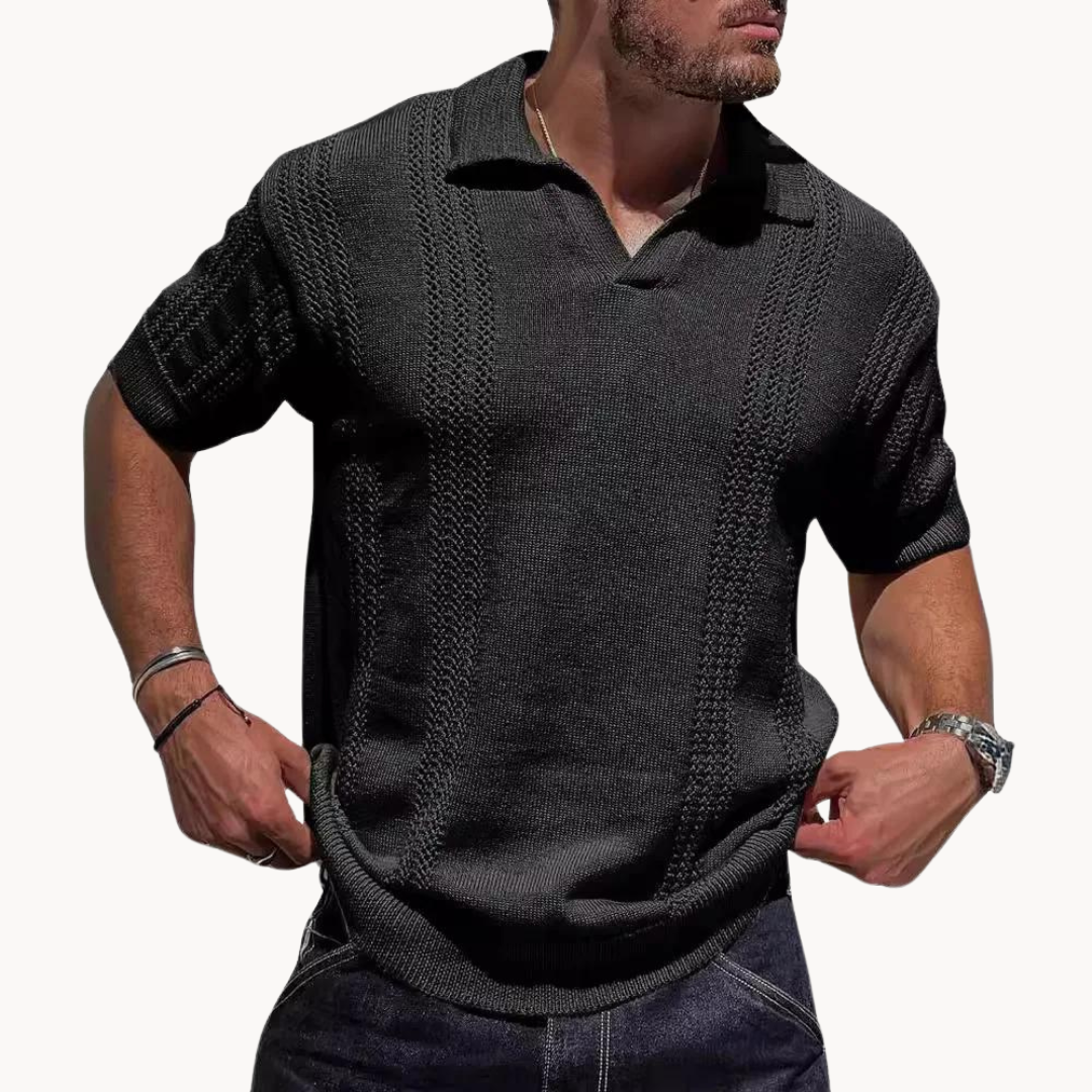Stylish Short-Sleeve Knit Polo Shirt