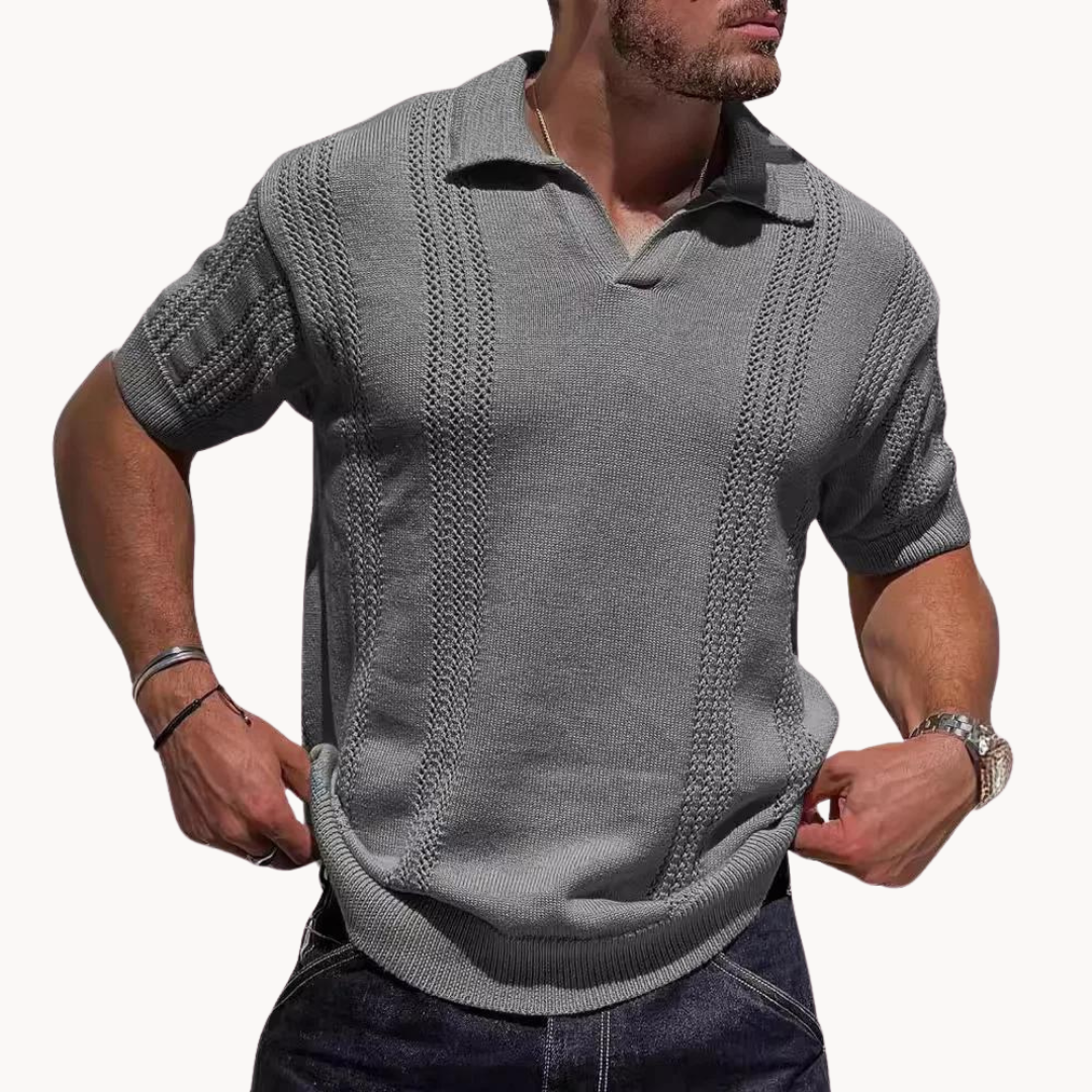Stylish Short-Sleeve Knit Polo Shirt