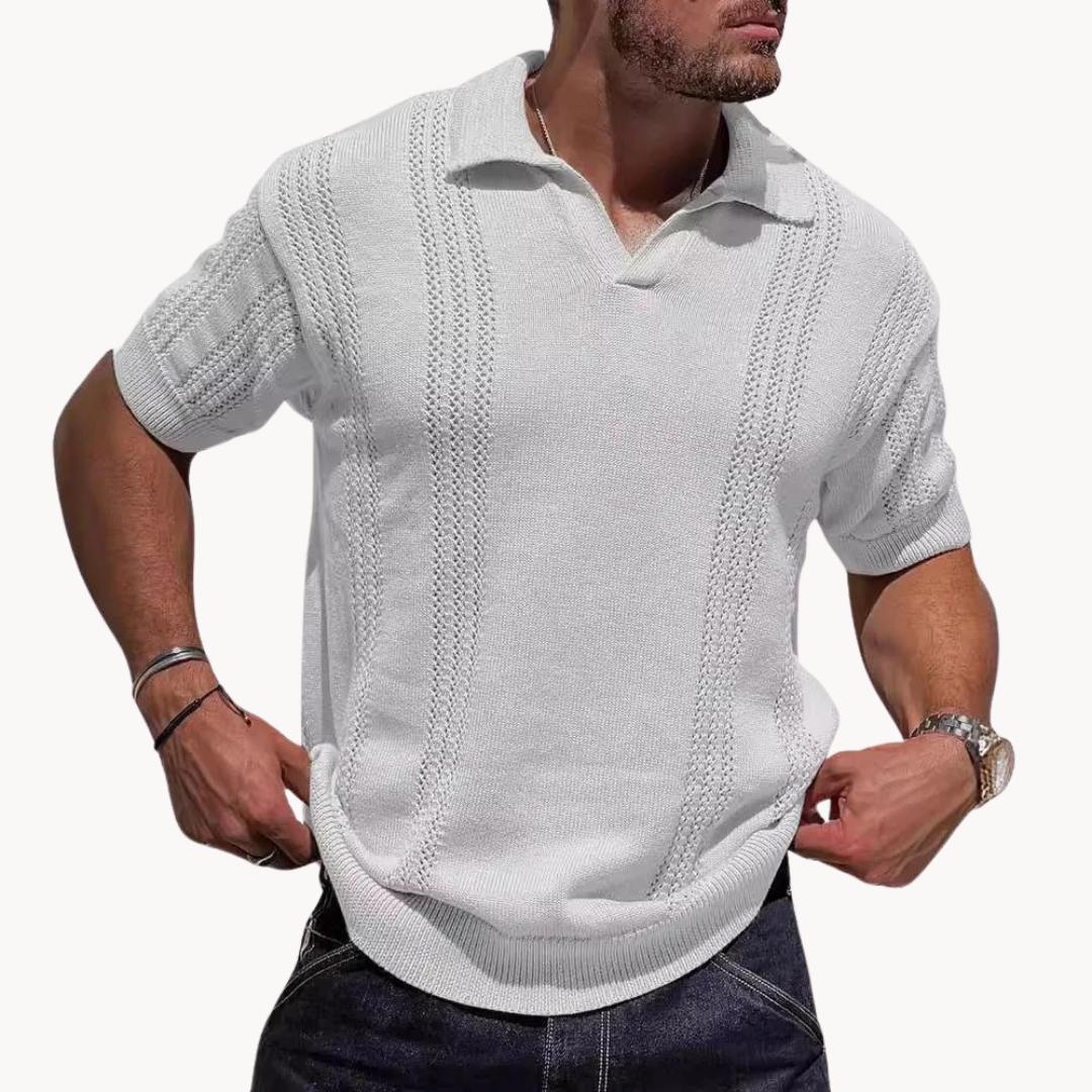 Stylish Short-Sleeve Knit Polo Shirt